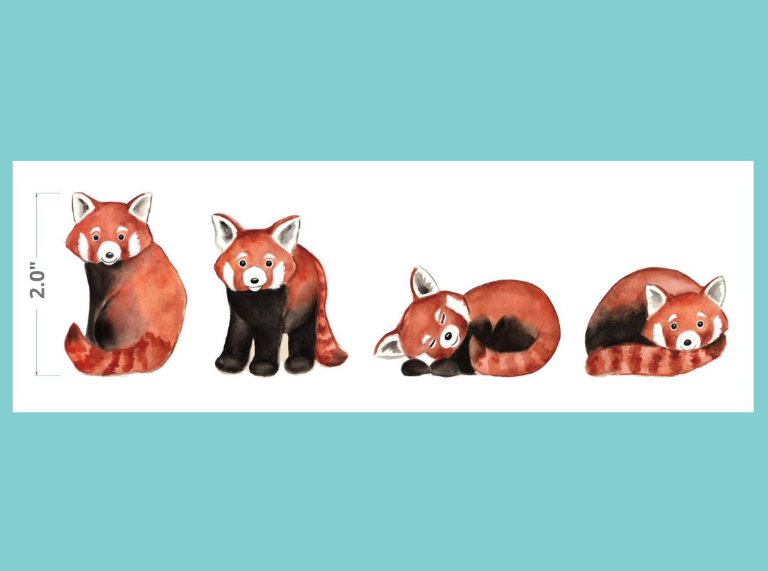 Red Panda Wooden Cupcake Toppers / Cake Decorations - Set of 8