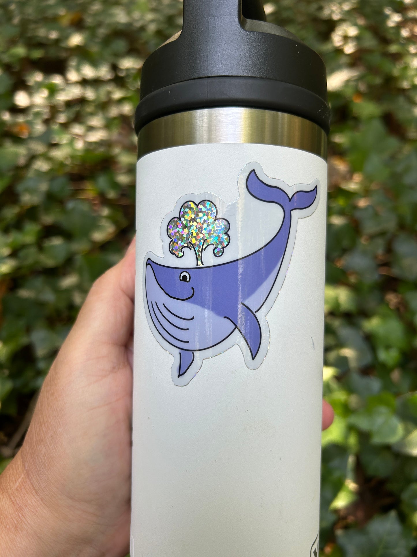 Blue Whale Sticker with Sparkles