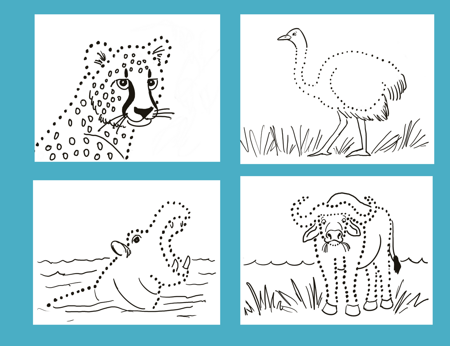 African Animals Dot Drawing Digital Set