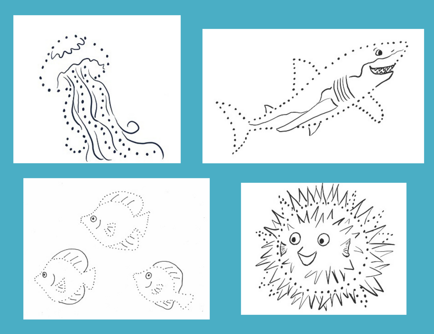 Sea Animals #1 Dot Drawing Digital Set