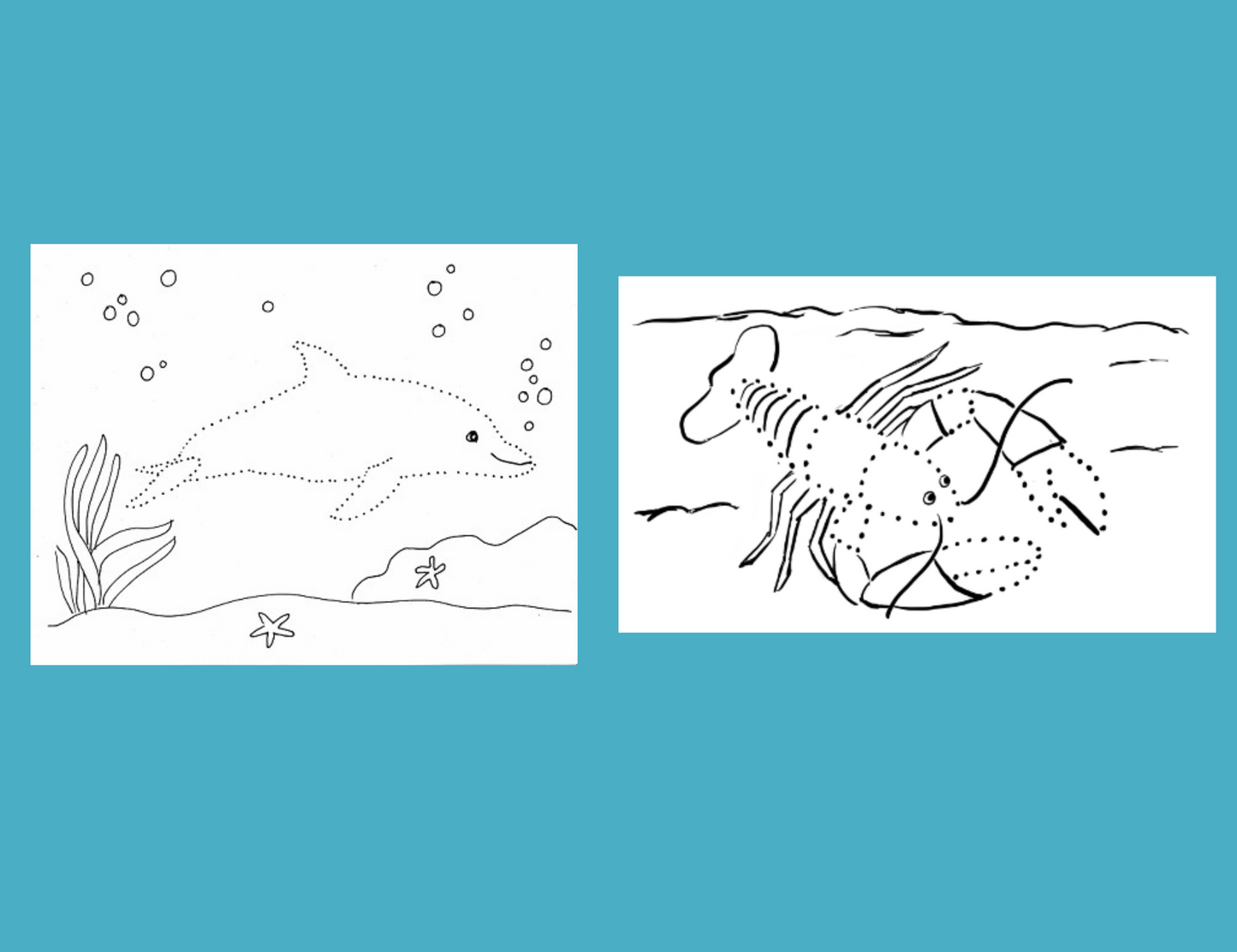 Sea Animals #1 Dot Drawing Digital Set