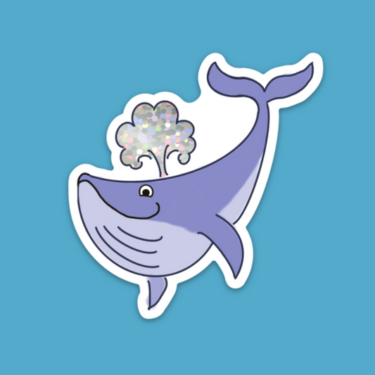 Blue Whale Sticker with Sparkles