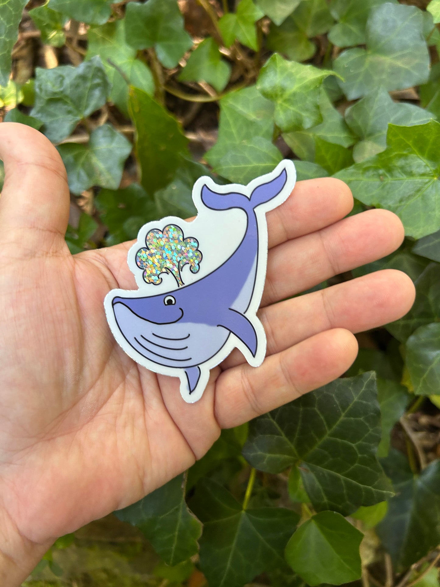 Blue Whale Sticker with Sparkles